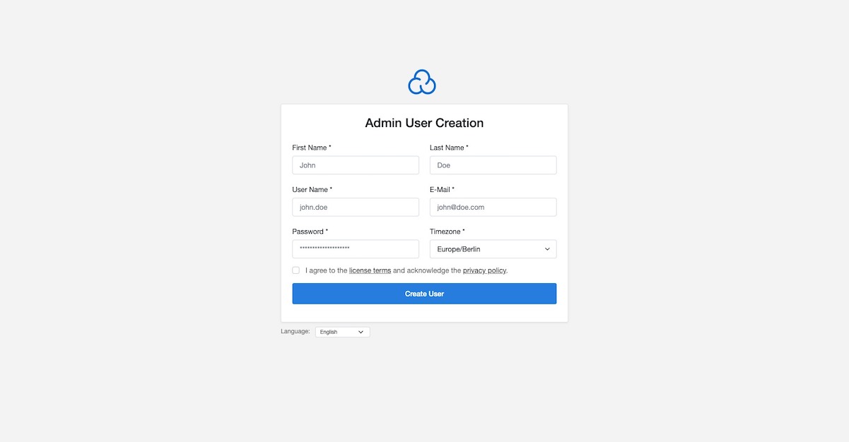 CloudPanelサインアップ画面